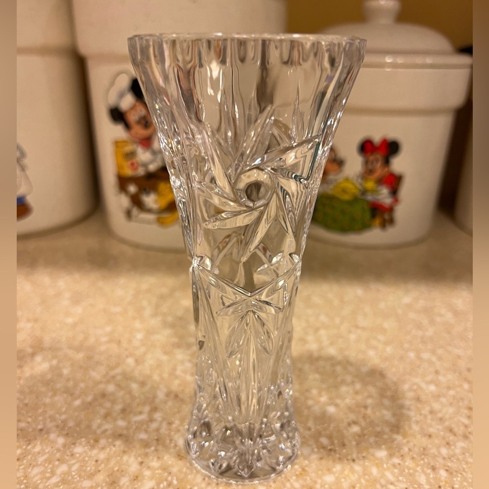 Vintage Star of David Clear Cut Glass Vase